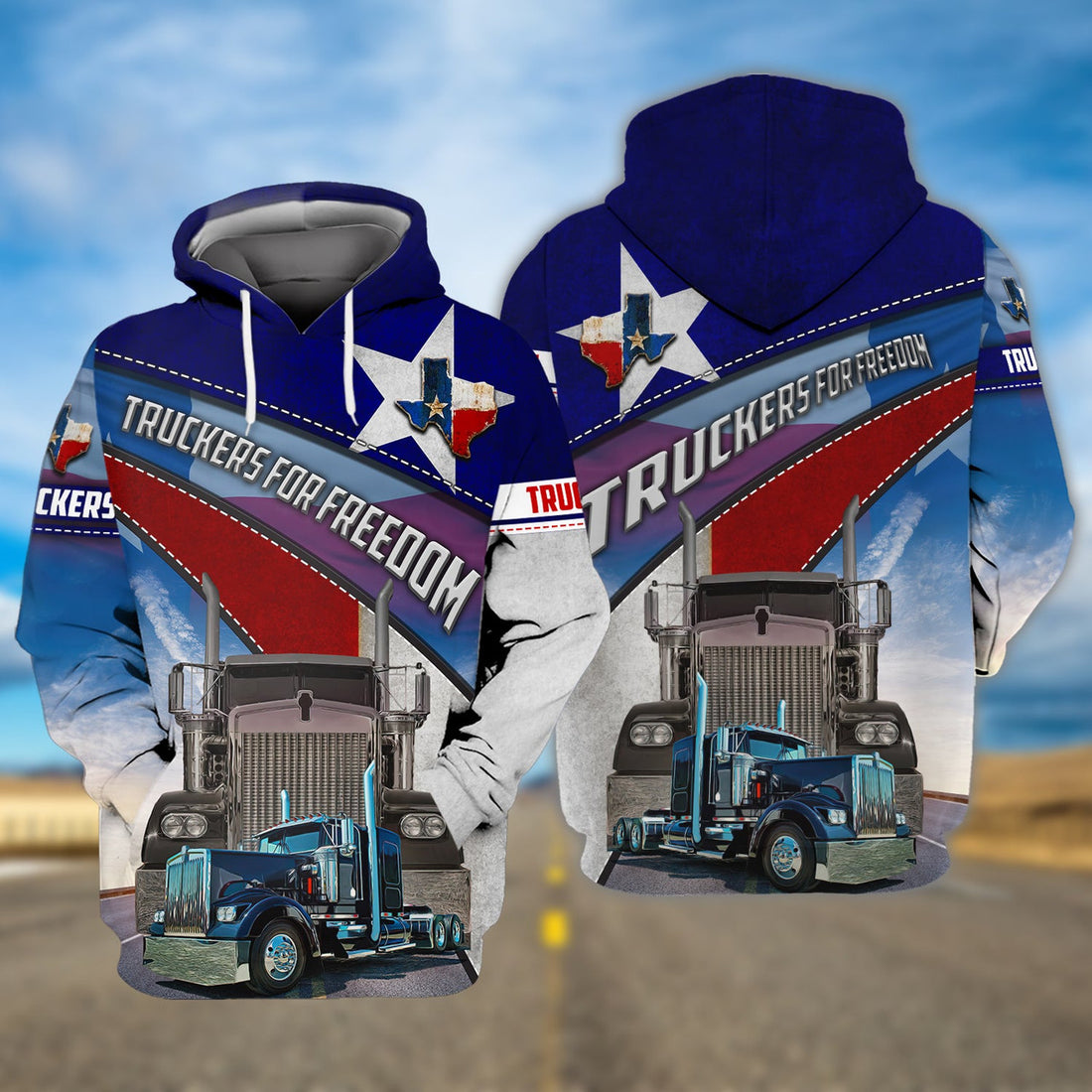 FUNSTUFFPRINT Trucker TEXAS 3D Hoodie and Zip Hoodie