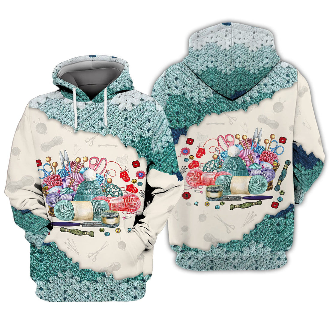 FUNSTUFFPRINT Love Crochet 3D Hoodie and Zip Hoodie