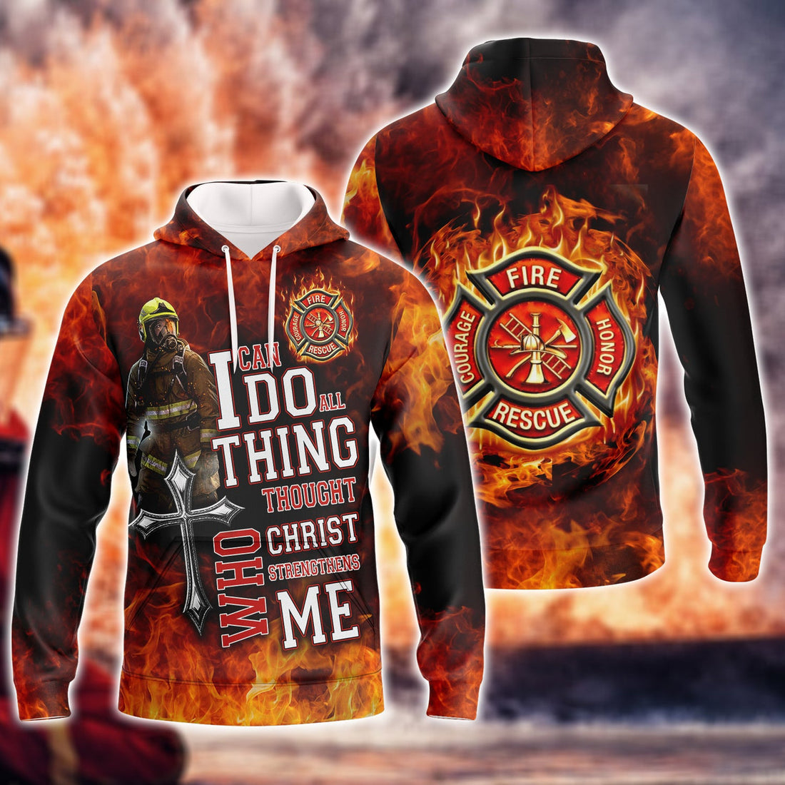 FUNSTUFFPRINT Love Firefighter 1002 - 3D Full Print 3D Hoodie and Zip Hoodie