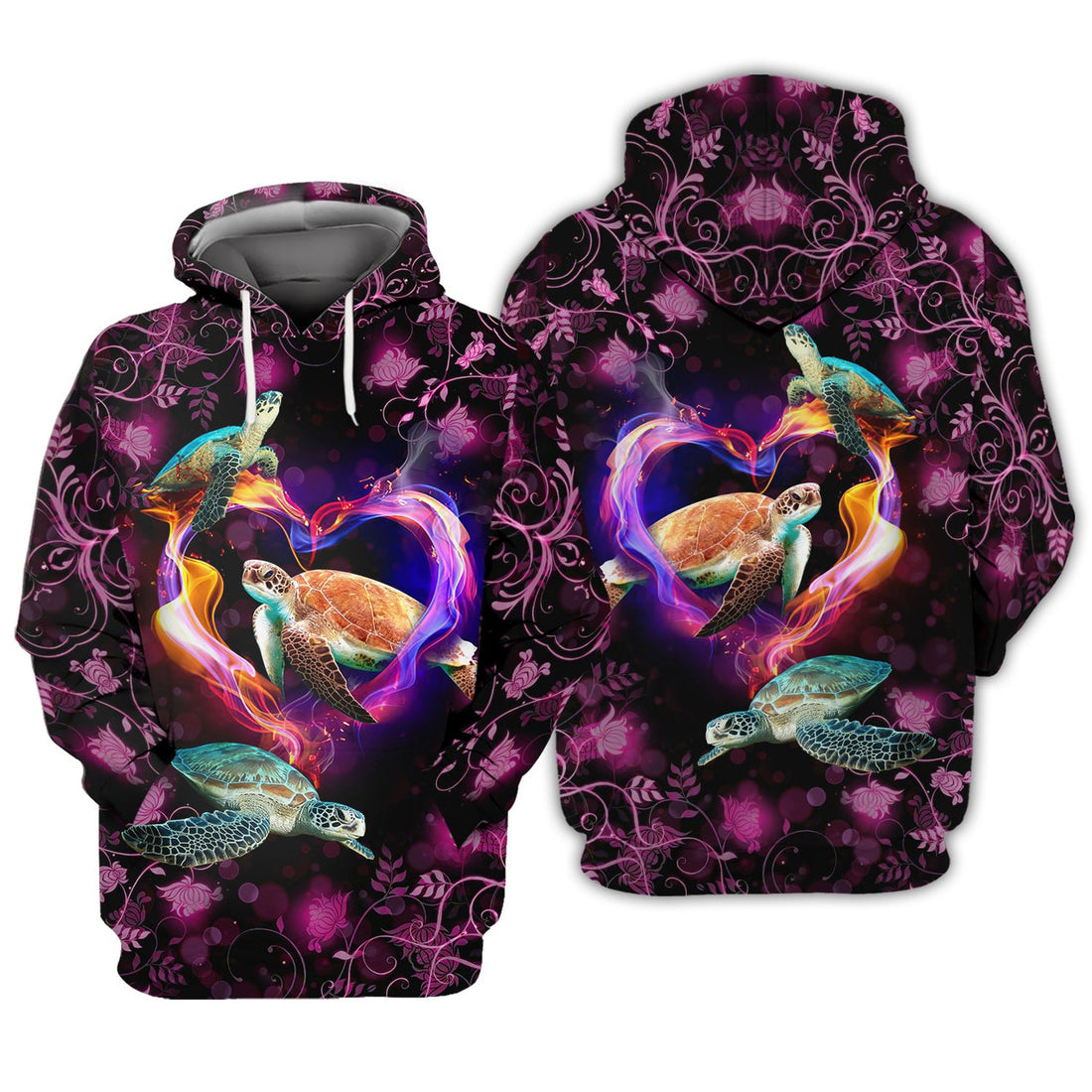 FUNSTUFFPRINT Pink Turtle 3D Hoodie and Zip Hoodie