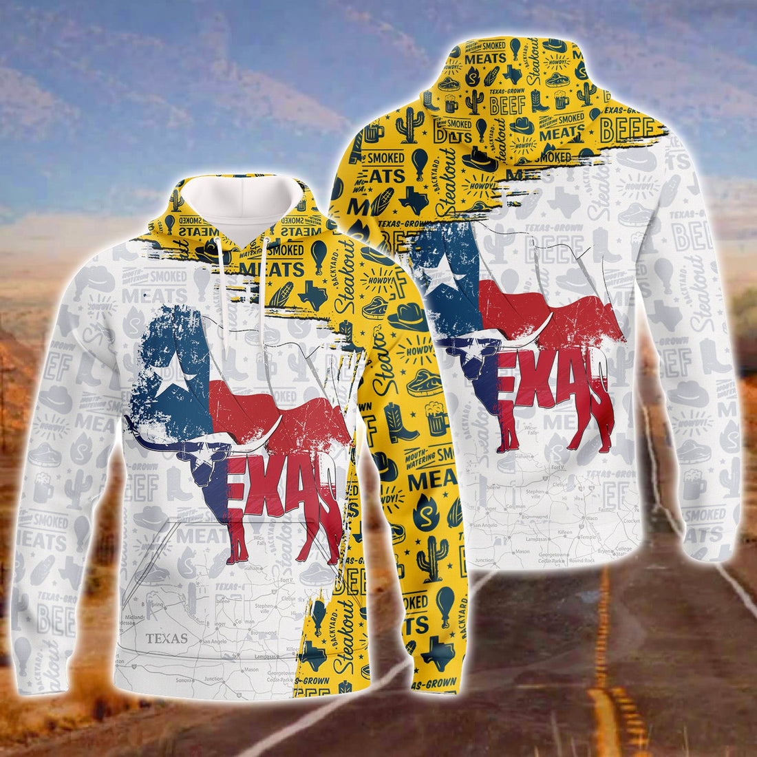 FUNSTUFFPRINT Texas Full Print Hdmt 3D Hoodie and Zip Hoodie