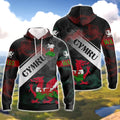 FUNSTUFFPRINT Wales Cymru 3D Hoodie and Zip Hoodie