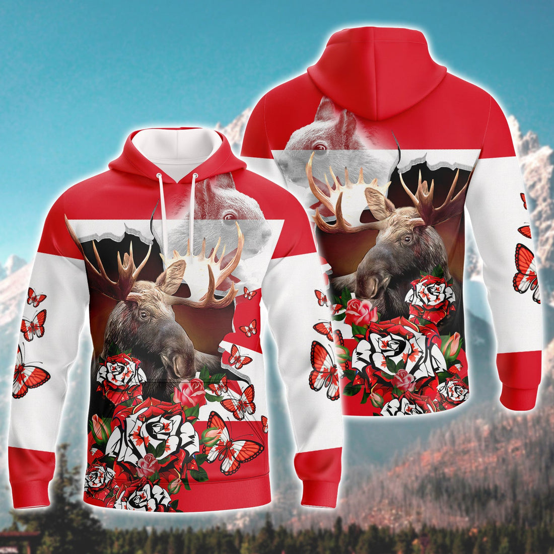 FUNSTUFFPRINT Moose Hunting Canada 3D Hoodie and Zip Hoodie