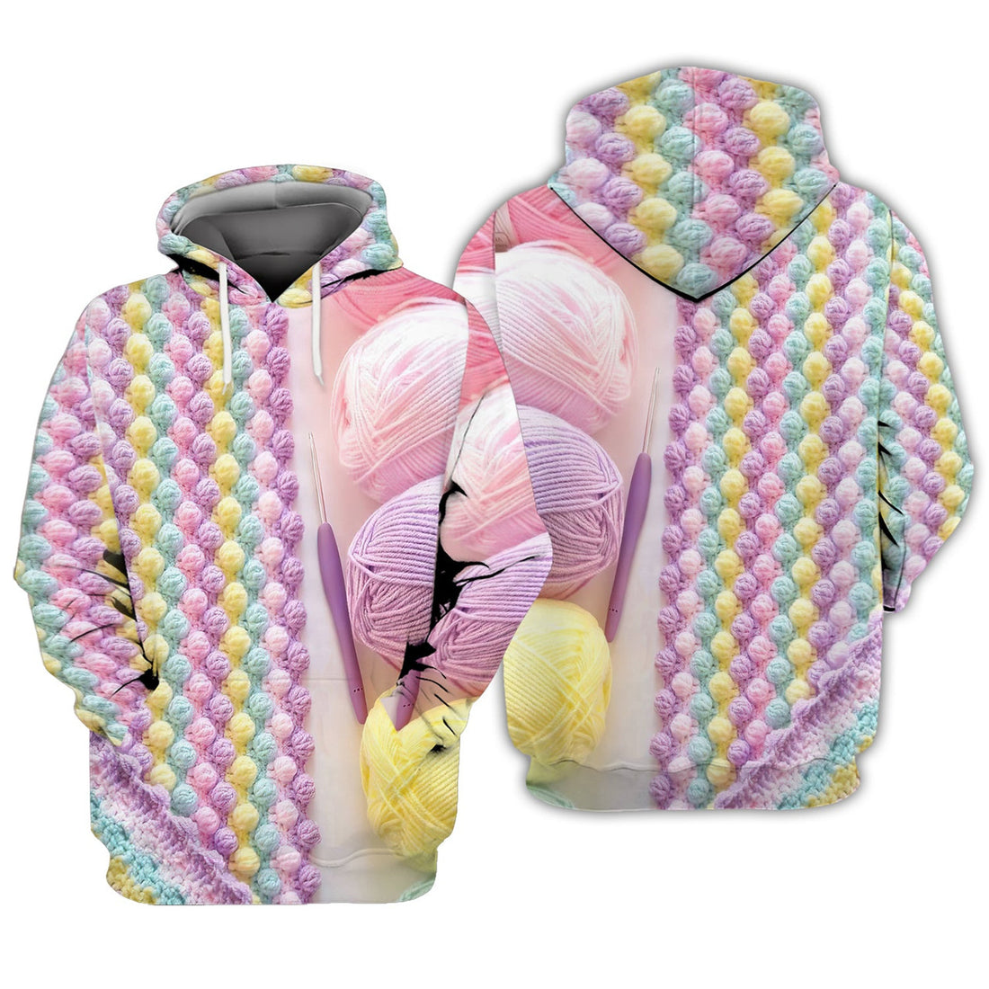 FUNSTUFFPRINT Love Crochet 512 Full Print 3D Hoodie and Zip Hoodie
