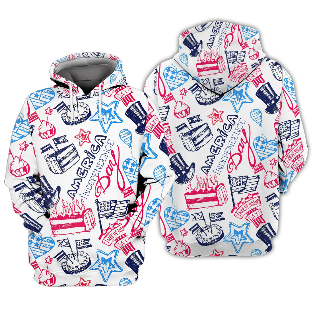 FUNSTUFFPRINT Independence American 3D Hoodie and Zip Hoodie