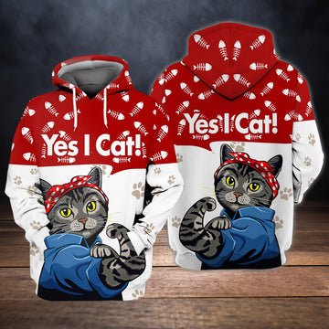 FUNSTUFFPRINT Yes I Cat - 3D Full Print 3D Hoodie and Zip Hoodie
