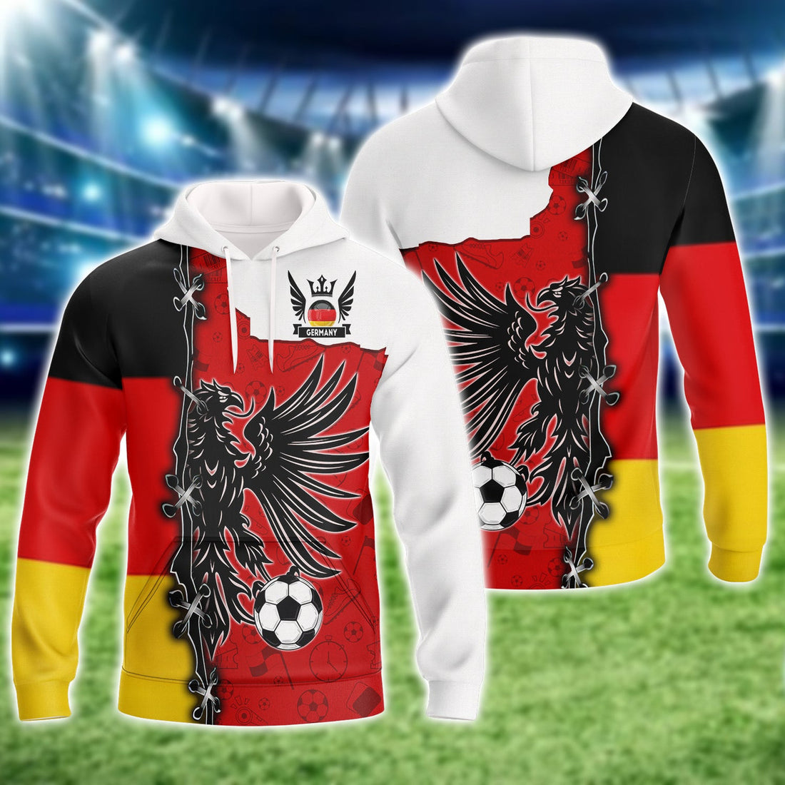 FUNSTUFFPRINT Germany Football Fans Graphic Design 3D Hoodie and Zip Hoodie
