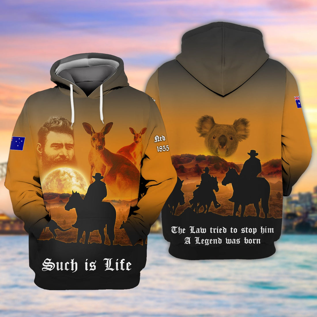 FUNSTUFFPRINT Ned Kelly 3D Hoodie and Zip Hoodie