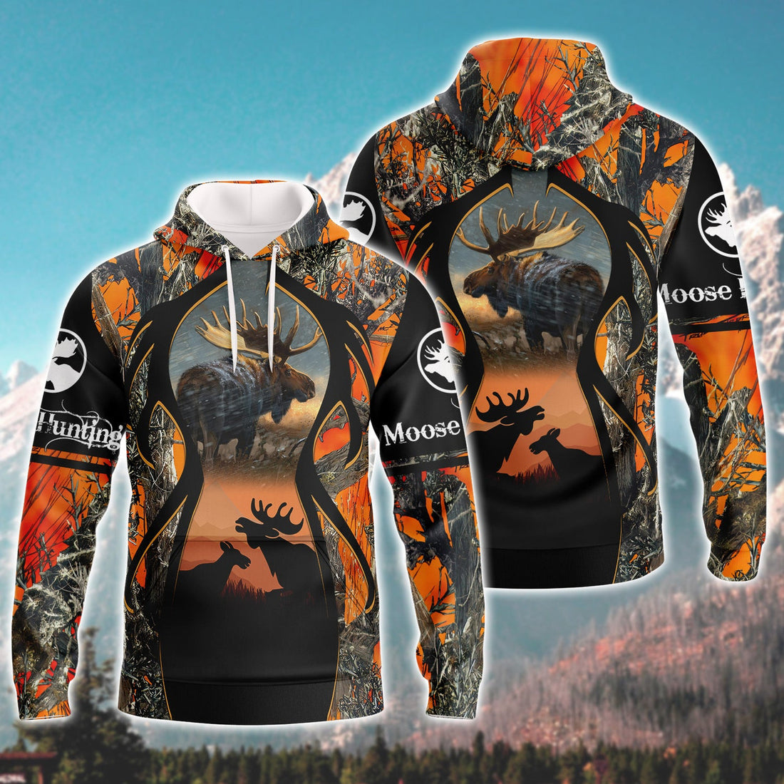 FUNSTUFFPRINT Moose Hunting 3D Hoodie and Zip Hoodie