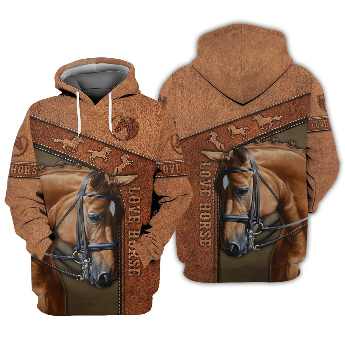 FUNSTUFFPRINT Love Horse Brown - 3D Full Print 3D Hoodie and Zip Hoodie