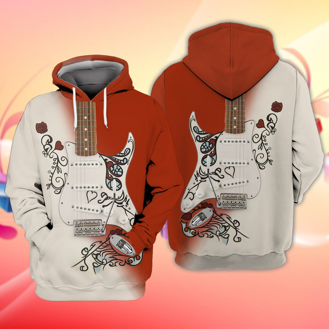 FUNSTUFFPRINT GUITAR - NA93 3D Hoodie and Zip Hoodie