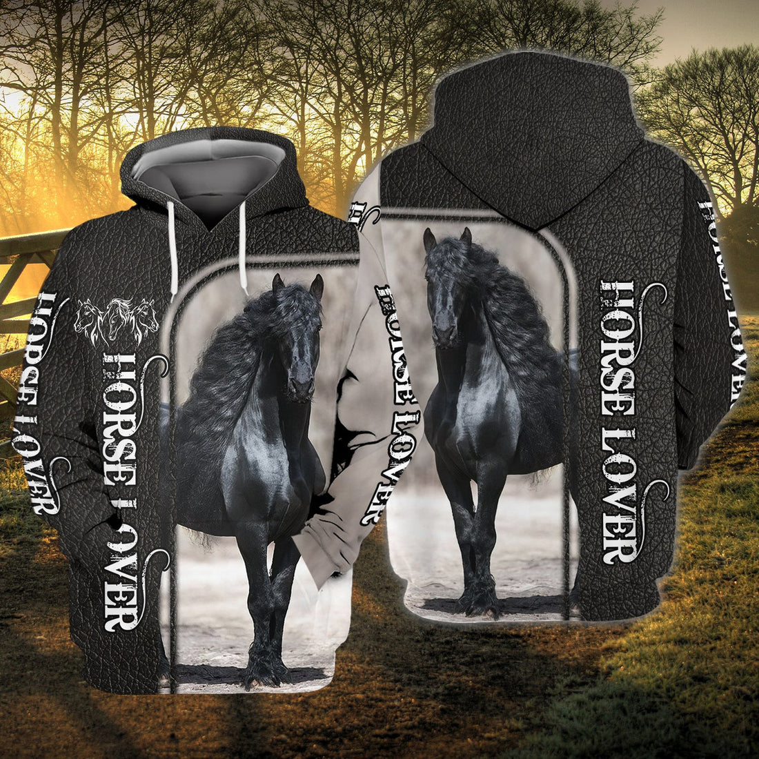 FUNSTUFFPRINT Black Horse Lover 3D Hoodie and Zip Hoodie