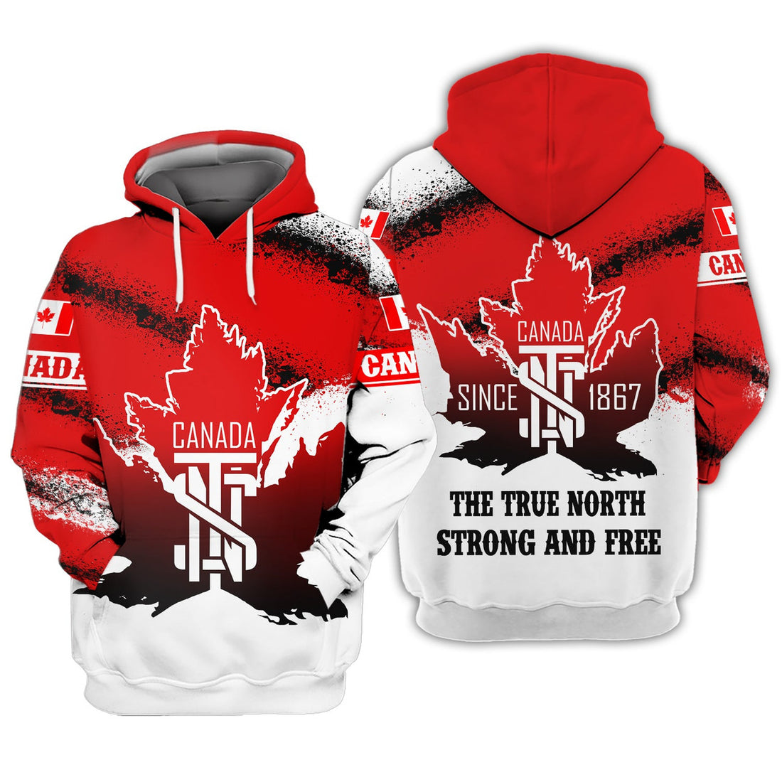FUNSTUFFPRINT Love Canada 3D Hoodie and Zip Hoodie