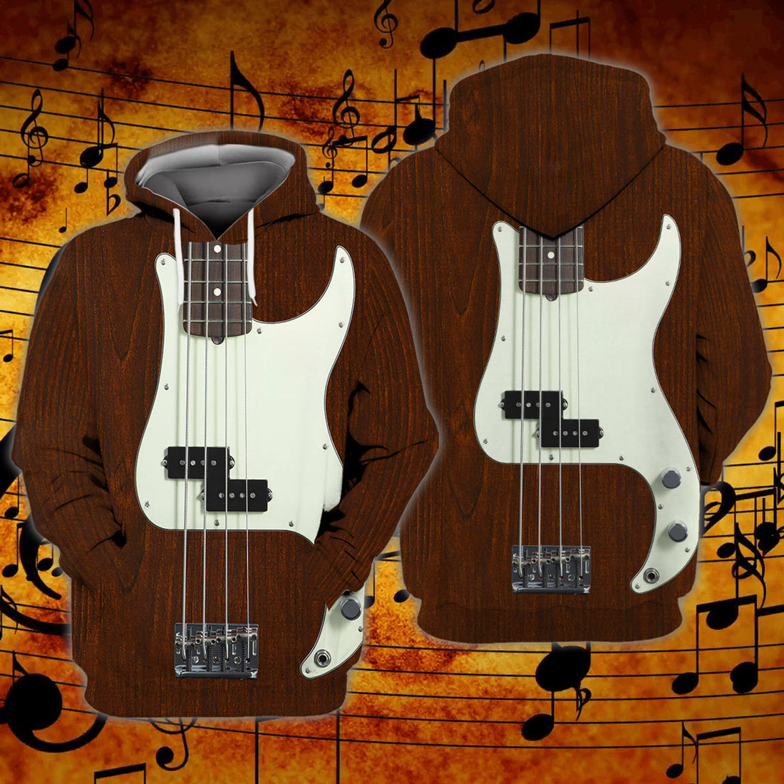 FUNSTUFFPRINT BASS GUITAR - NA93 3D Hoodie and Zip Hoodie