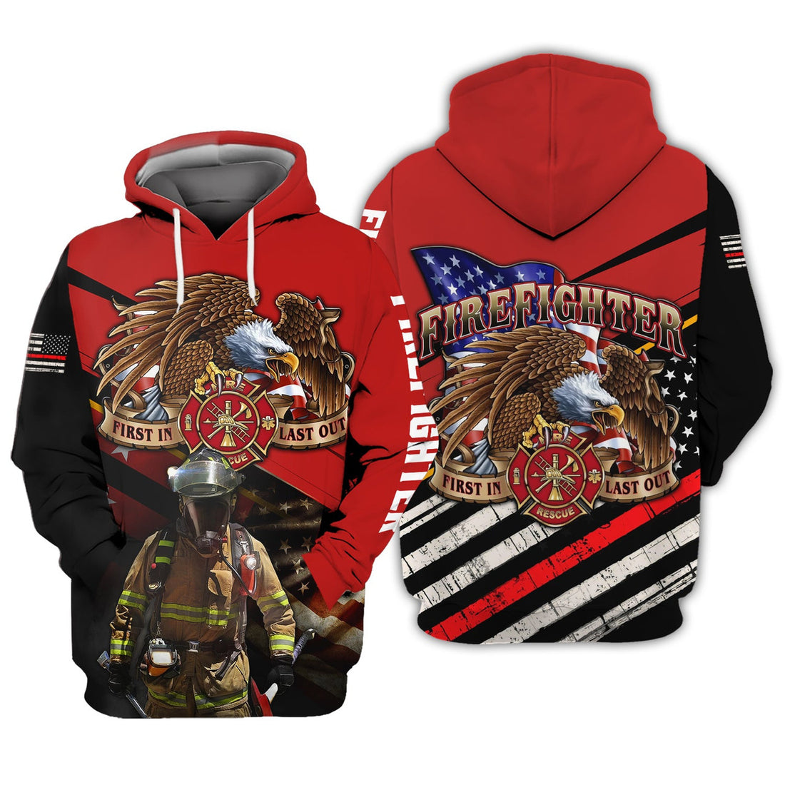 FUNSTUFFPRINT Proud To Be A Firefighter 3D Hoodie and Zip Hoodie