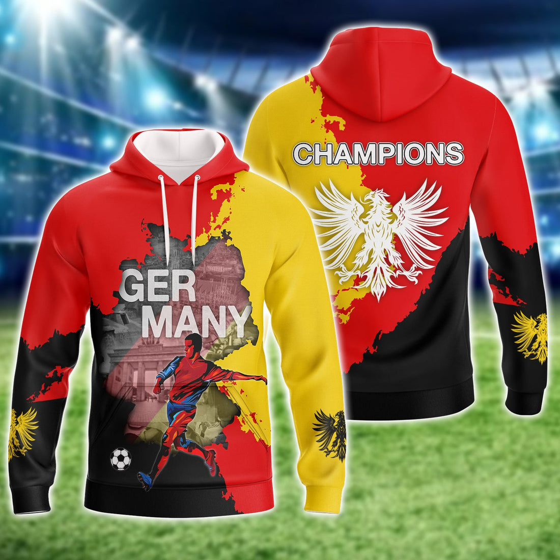 FUNSTUFFPRINT Germany's Love Of Country And Football Graphic Design 3D Hoodie and Zip Hoodie