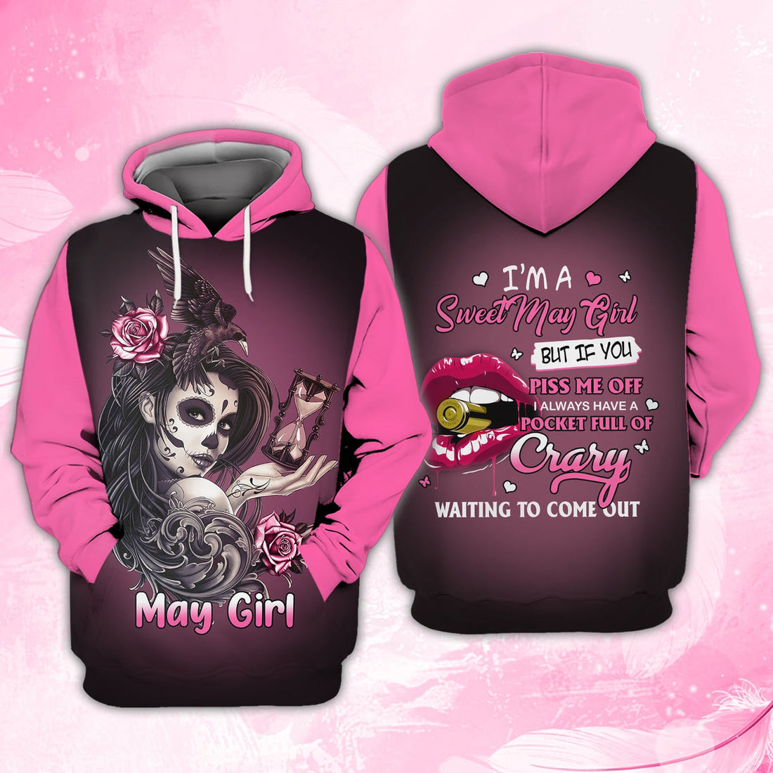 FUNSTUFFPRINT May Girl (Pink) - 3D Full Print 3D Hoodie and Zip Hoodie