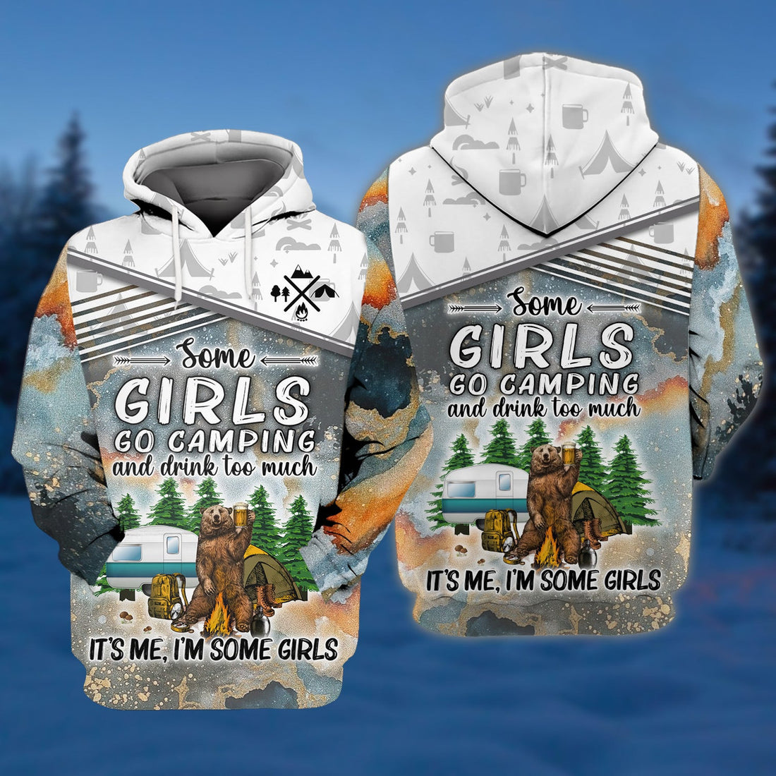 FUNSTUFFPRINT Camping 3D Hoodie and Zip Hoodie