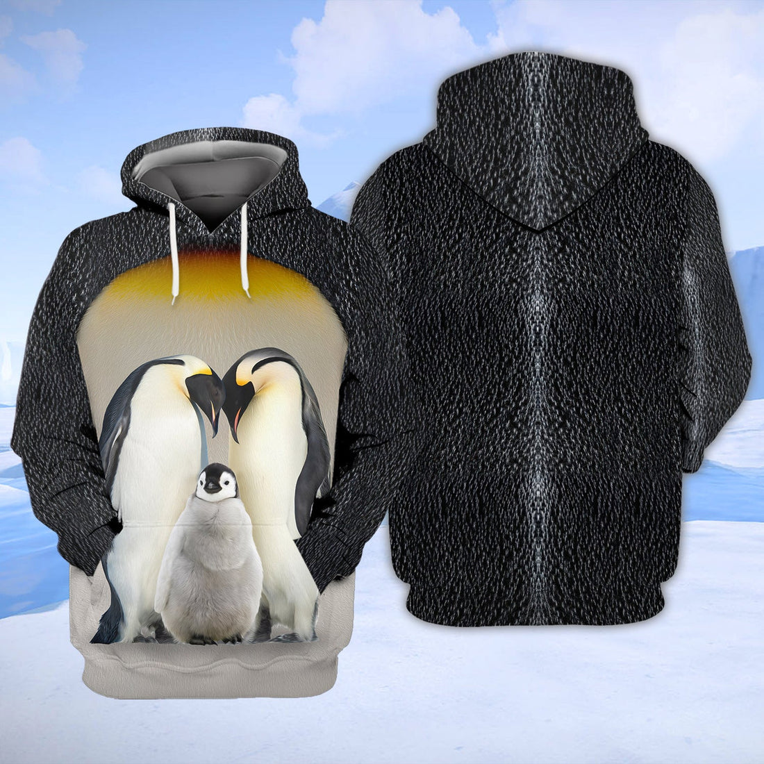 FUNSTUFFPRINT Lovely Penguin Family 3D Full Print 3D Hoodie and Zip Hoodie