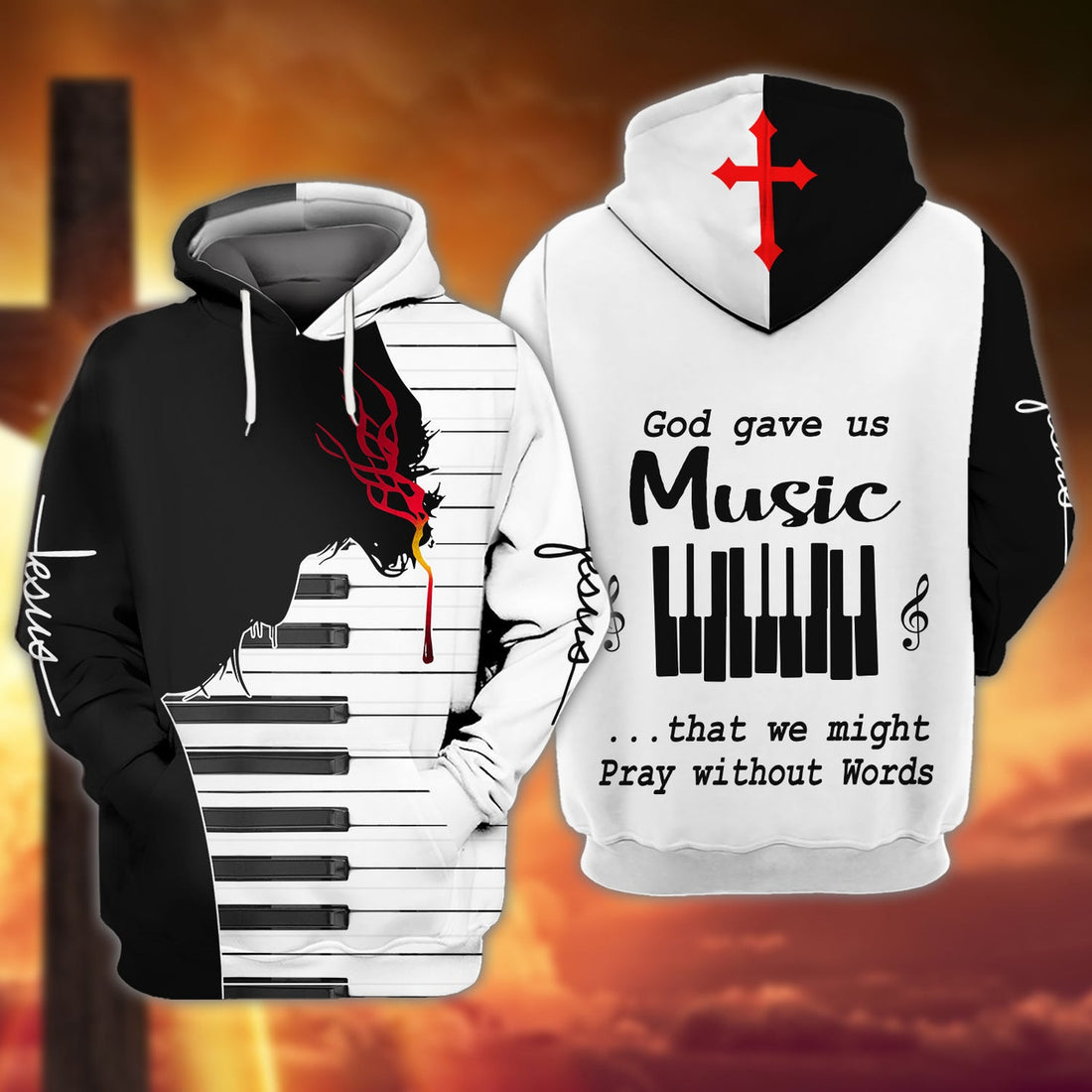 FUNSTUFFPRINT Music - Piano 3D Hoodie and Zip Hoodie