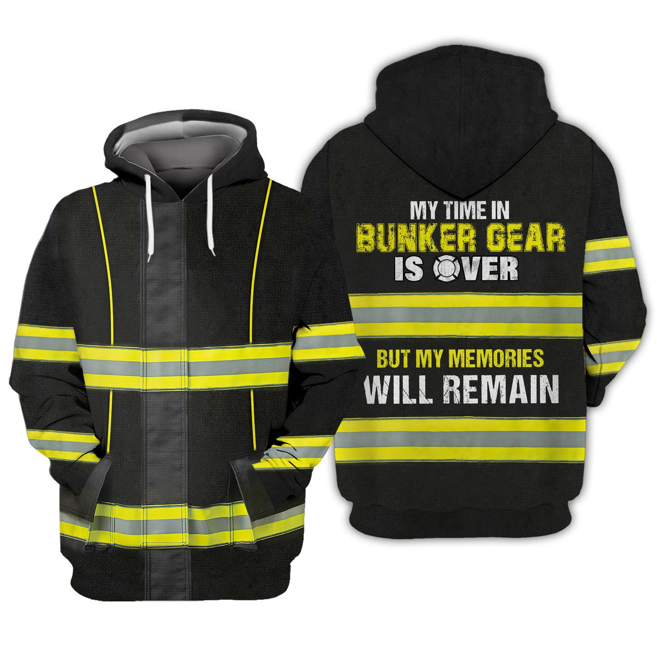 FUNSTUFFPRINT Firefighter -My Time In Benker Gear 3D Hoodie and Zip Hoodie