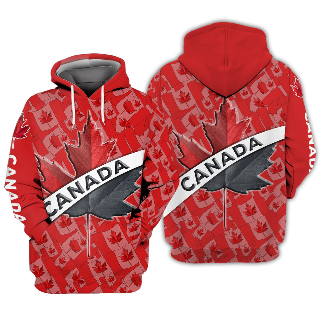 FUNSTUFFPRINT Canada Maple Leaf Spider 3D Hoodie and Zip Hoodie