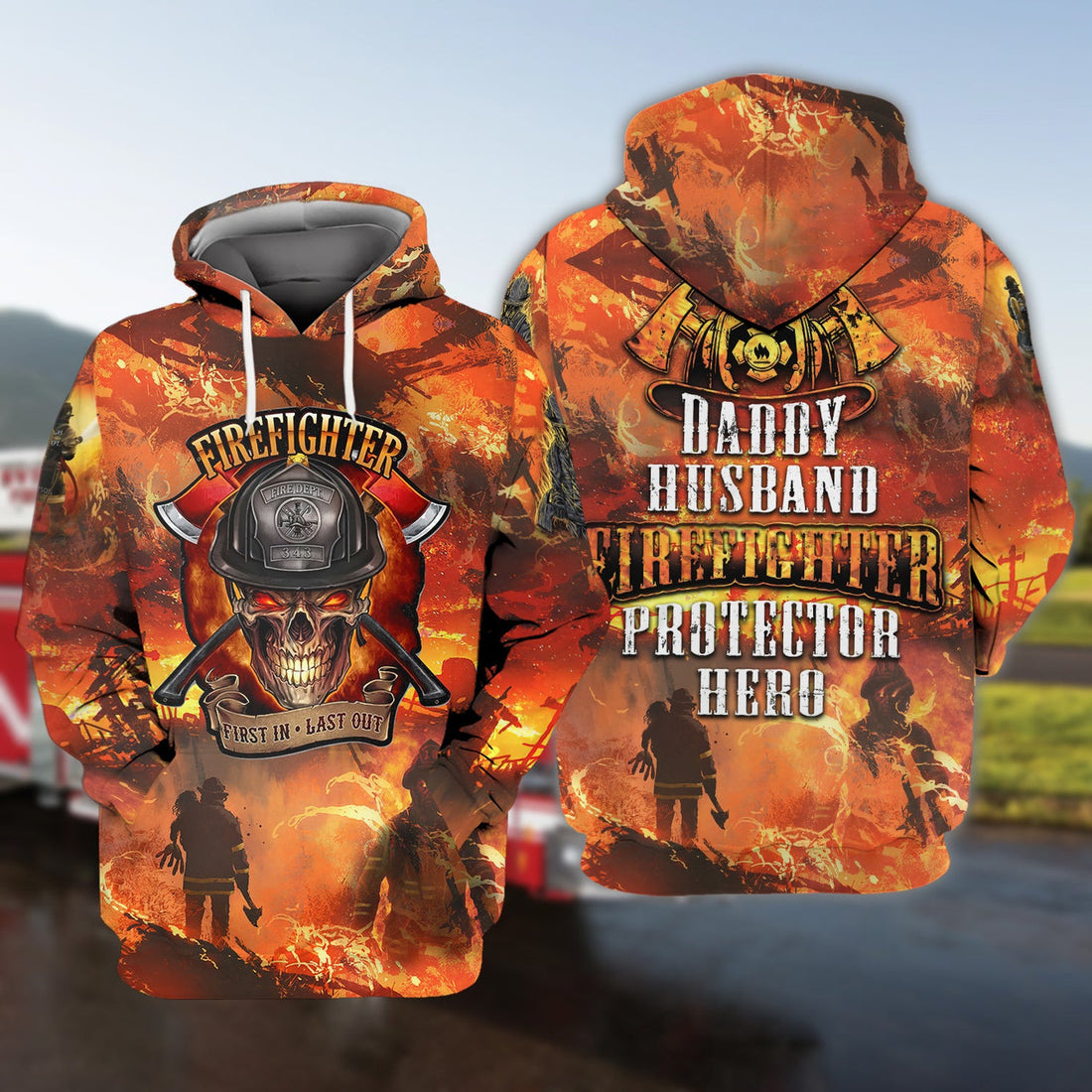 FUNSTUFFPRINT Firefighter 101 3D Hoodie and Zip Hoodie