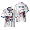 Custom American Horse 4th of july shirt, Personalized Name 3D Hawaiian Shirt