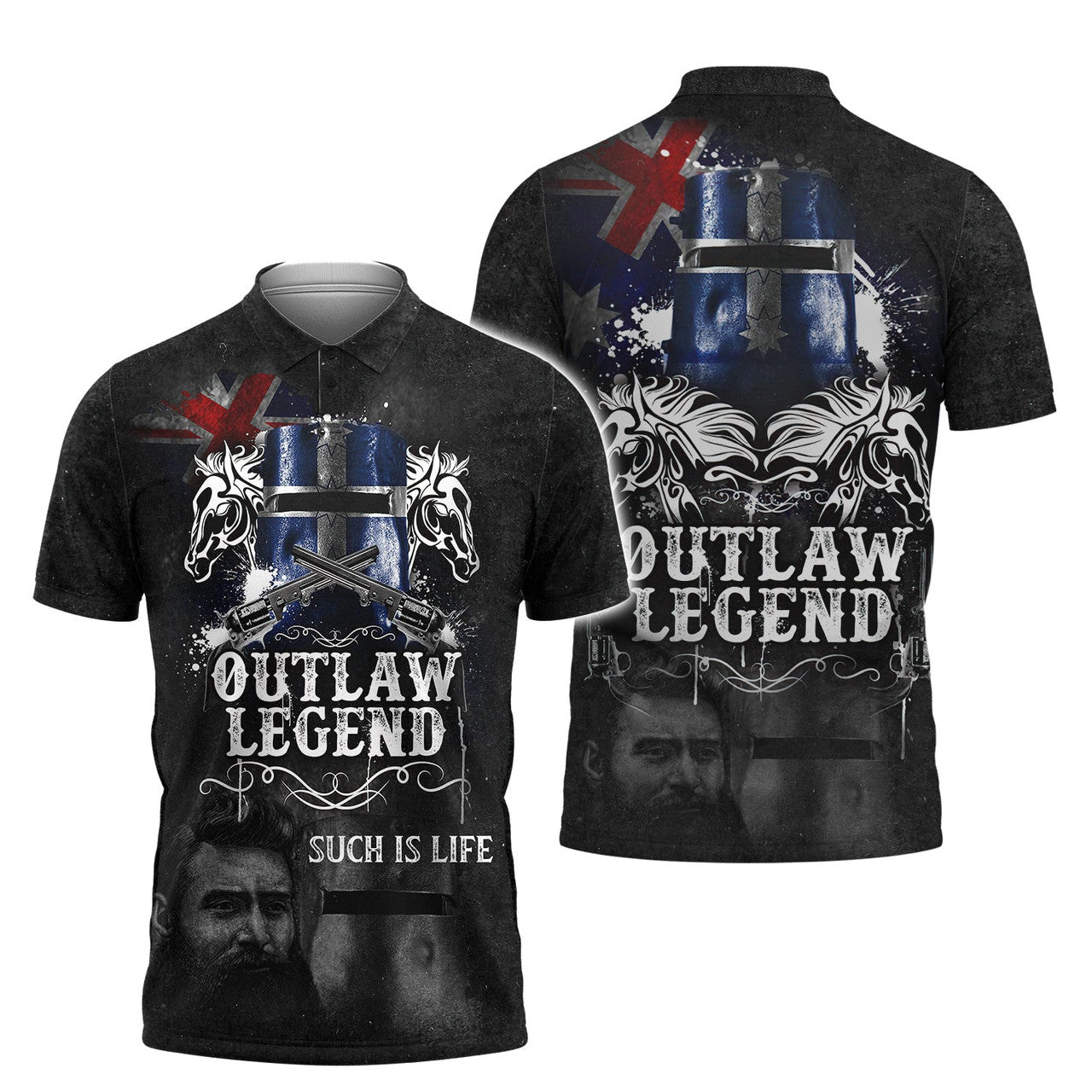 FUNSTUFFPRINT Ned Kelly Such Is Life 3D Polo Shirt