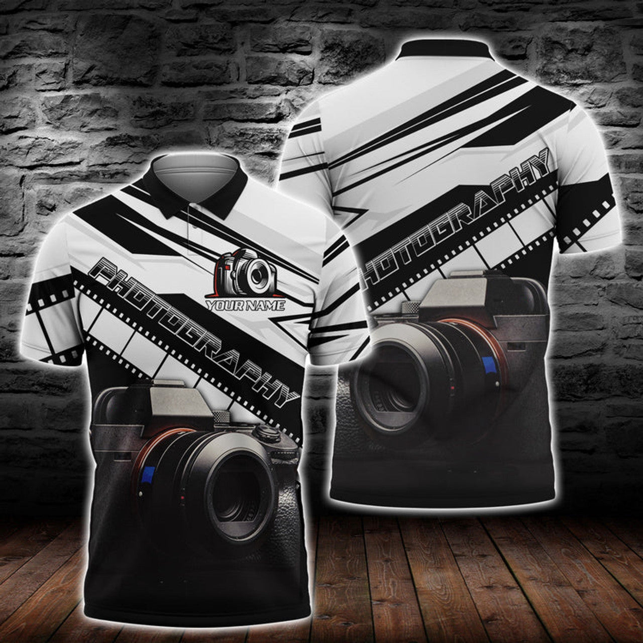 Custom Photo T-Shirt Personalized Name 3D Photography Polo Shirt