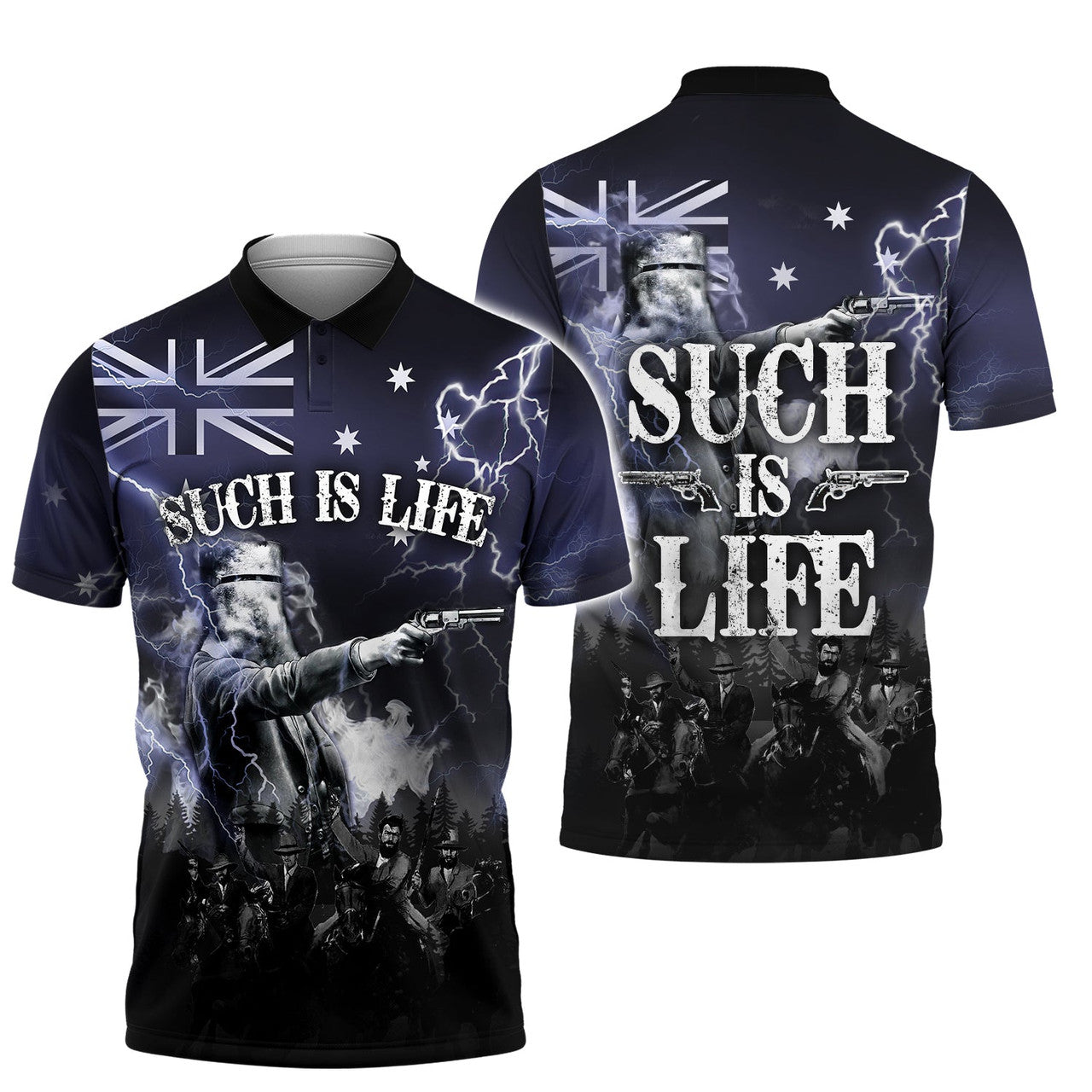 FUNSTUFFPRINT Ned Kelly Such Is Life 3D Polo Shirt