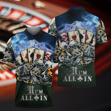 FUNSTUFFPRINT I'm All In 3D All Over Print Polo Shirt Size S-5XL