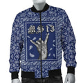 FUNSTUFFPRINTI MS-13 Bomber Jacket Blue Bandana Bomber Jacket
