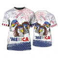 FUNSTUFFPRINT Eagle American Independence Day Is Coming 3D Full Print T-Shirt 4Th July Usa Shirt 3D T-shirt