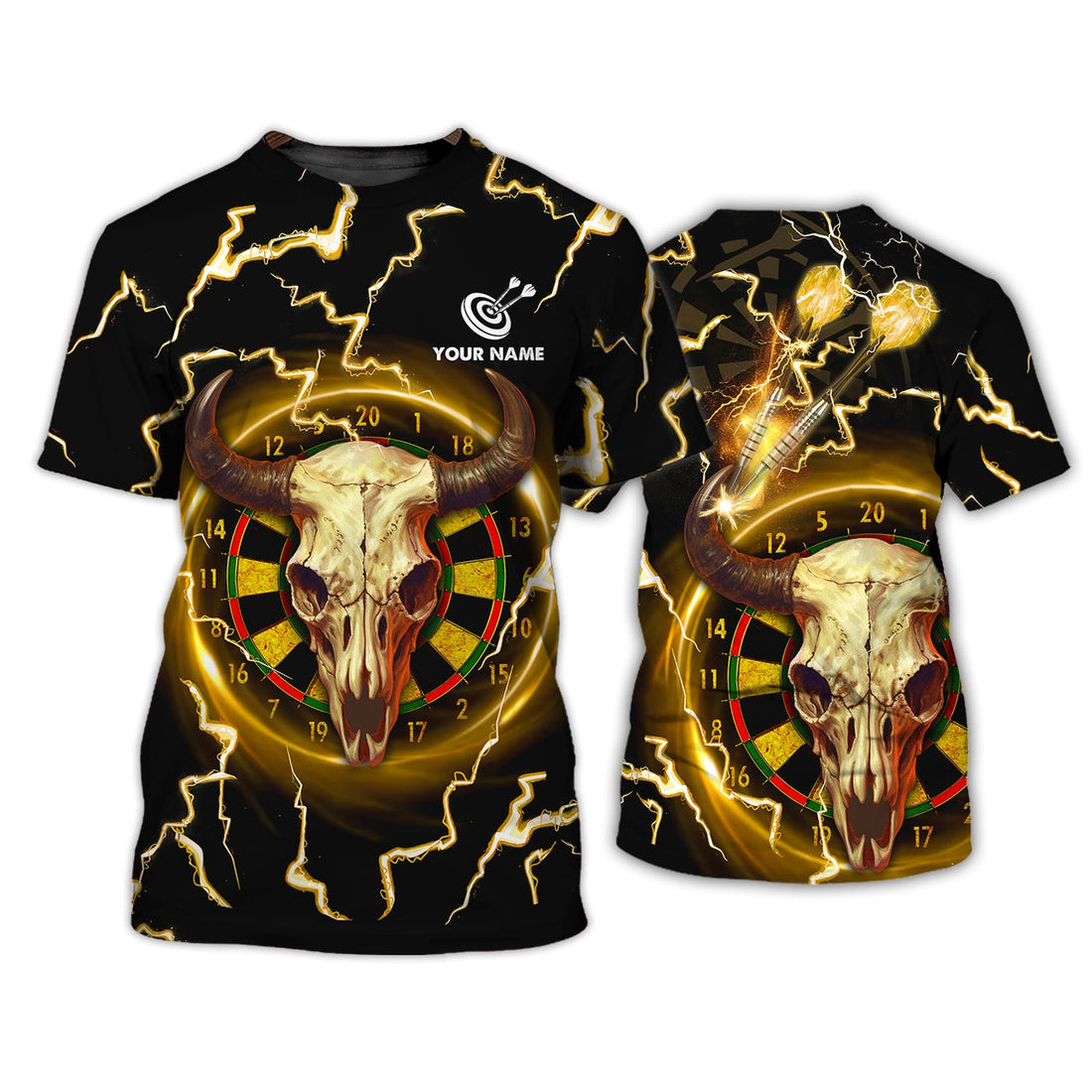 FUNSTUFFPRINT Personalized Name Bull And Darts 3D Printed Shirts 3D T-shirt