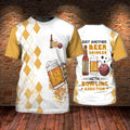 FUNSTUFFPRINT 3D All Over Printed Bowling And Beer T-Shirt For Men And Women, Funny Bowling Shirt, Bowlling T-Shirts 3D T-shirt
