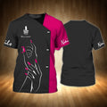 FUNSTUFFPRINT Nail Technician Personalized 3D T-Shirt, Manicurist Gift Custom Name Black & Pink 3D T-shirt