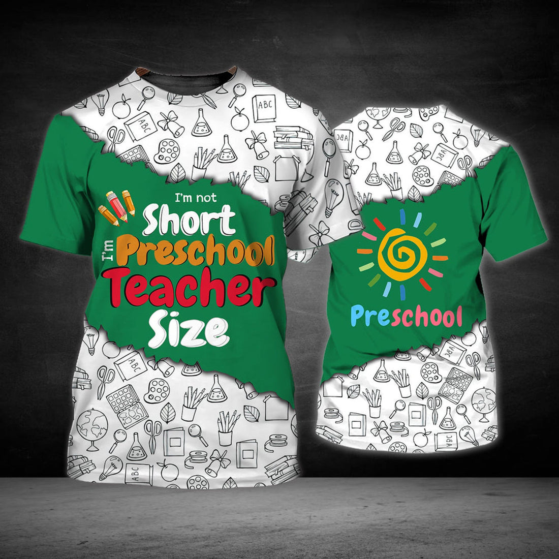 FUNSTUFFPRINT Preschool Teacher Graphic Design 3D All Over Printed Shirts, Teacher Day Shirt, Idea Gift for Teacher 3D T-shirt