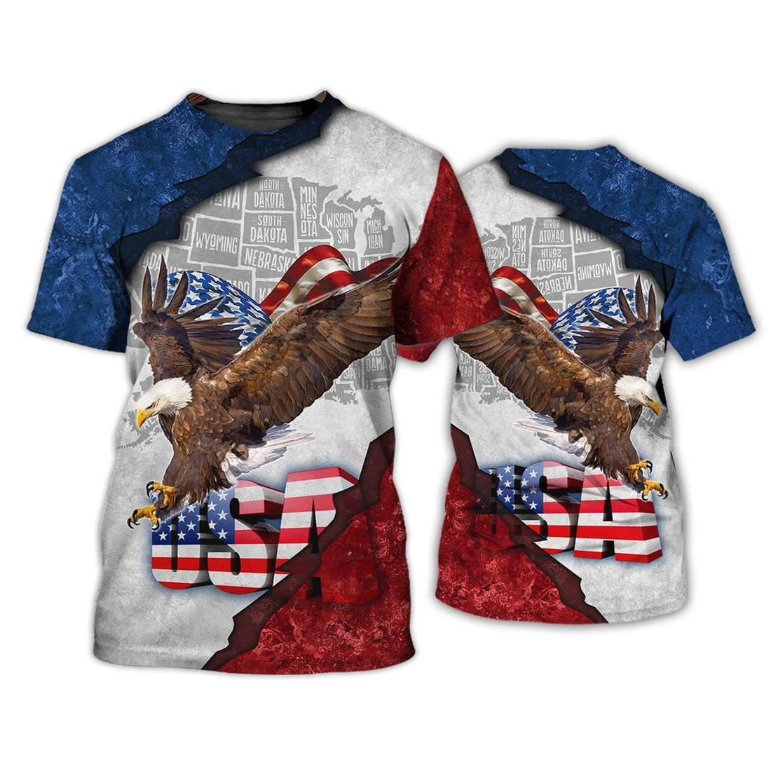 FUNSTUFFPRINT Eagle American 3D All Over PrinT-Shirt - Independence Day Is Coming - 4Th Of July Pride Usa 3D T-shirt