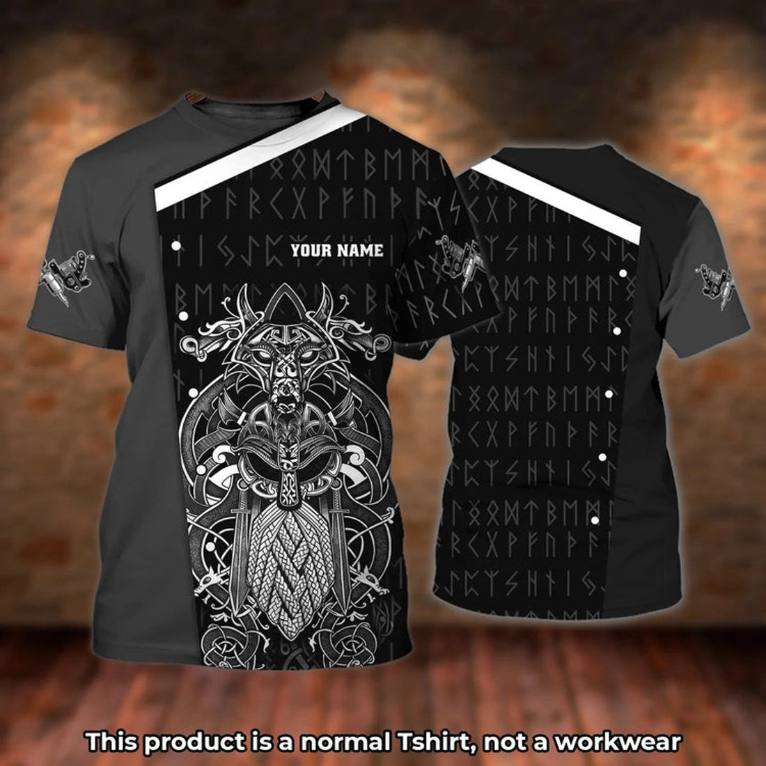 FUNSTUFFPRINT Custom 3D All Over Print Viking Tattoo Shirt, Tattoo Artist Shop T-Shirt Men 3D T-shirt