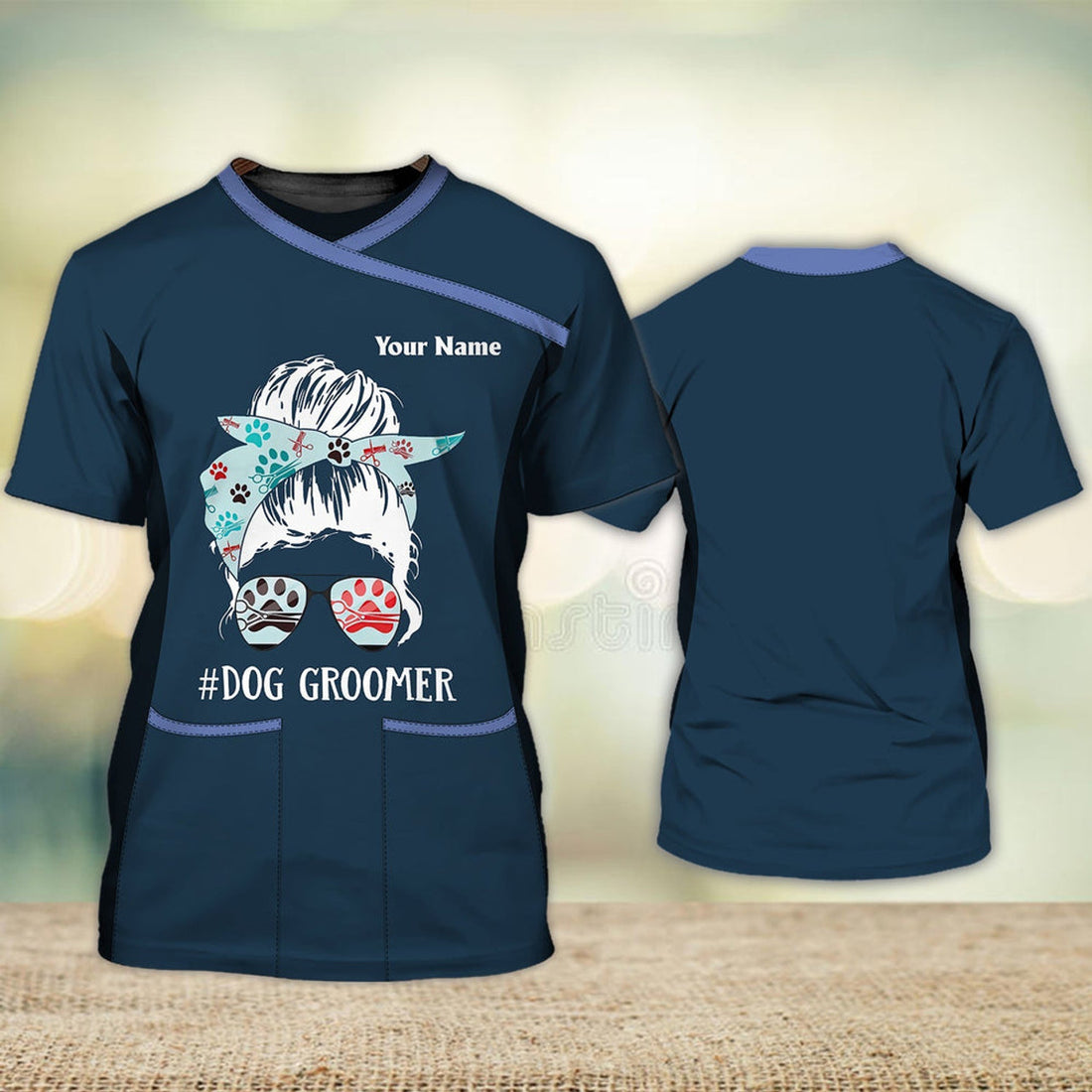 FUNSTUFFPRINT Personalized Name 3D T-Shirt For Dog Groomer Pet Groomer Uniform 3D T-shirt