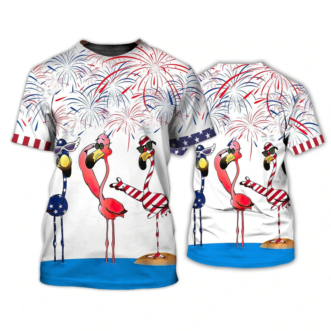 FUNSTUFFPRINT Independence Day Is Coming Flamingo 3D All Over Printing Shirts Bomber Pride American Strong 3D T-shirt