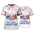 FUNSTUFFPRINT Independence Day Is Coming Crochet One Nation Under God 3D Full Print T-Shirt, Pride 4Th July Strong American 3D T-shirt