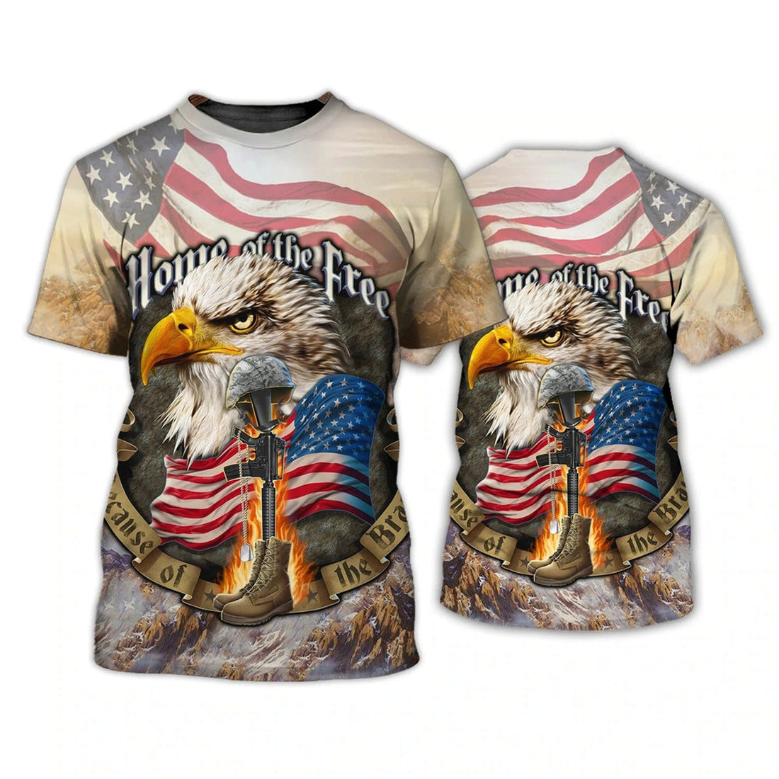 FUNSTUFFPRINT Eagle American Home Of The Free 3D T-Shirt 4Th Of July Independence Day Is Coming 3D T-shirt