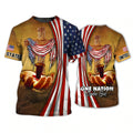 FUNSTUFFPRINT One Nation Under God 3D All Over PrinT-Shirt Bomber, Patriotic Independence Day United States Strong American 3D Shirts 3D T-shirt