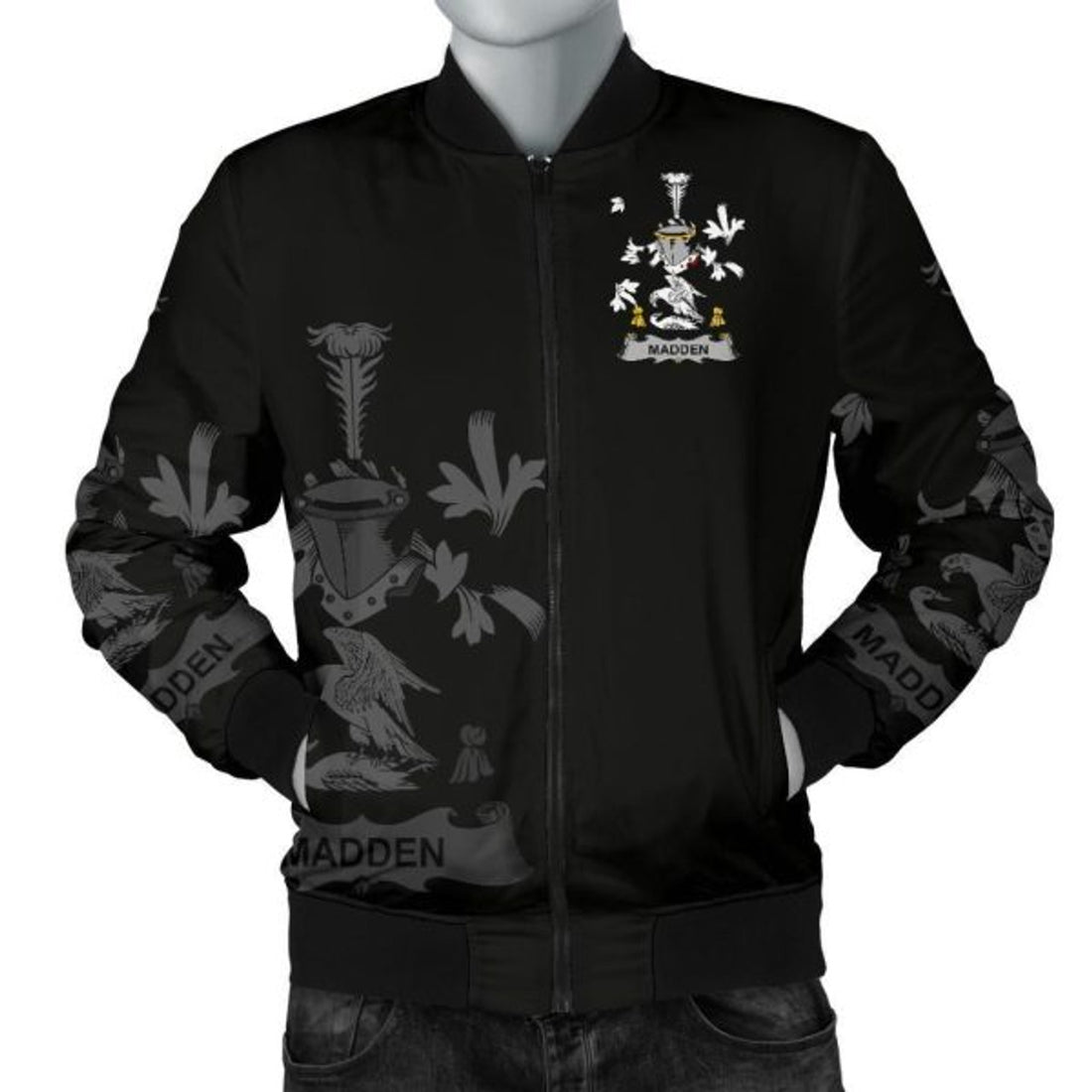 FUNSTUFFPRINTI Madden or O'Madden Ireland Men's Bomber Jacket - Irish Family Bomber Jacket