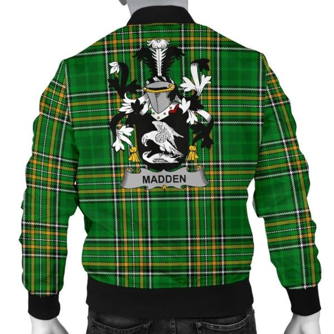 FUNSTUFFPRINTI Madden or O'Madden bIreland Bomber Jacket Irish National Tartan (Men's) Bomber Jacket