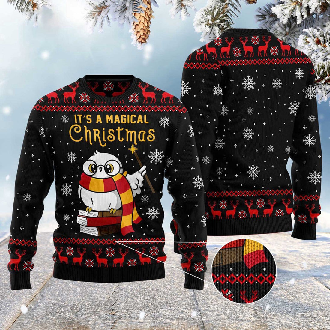 FUNSTUFFPRINT Magical Christmas Ugly Christmas Sweater, Christmas Sweater, Ugly Sweater, Funny Xmas Sweaters Ugly Sweater