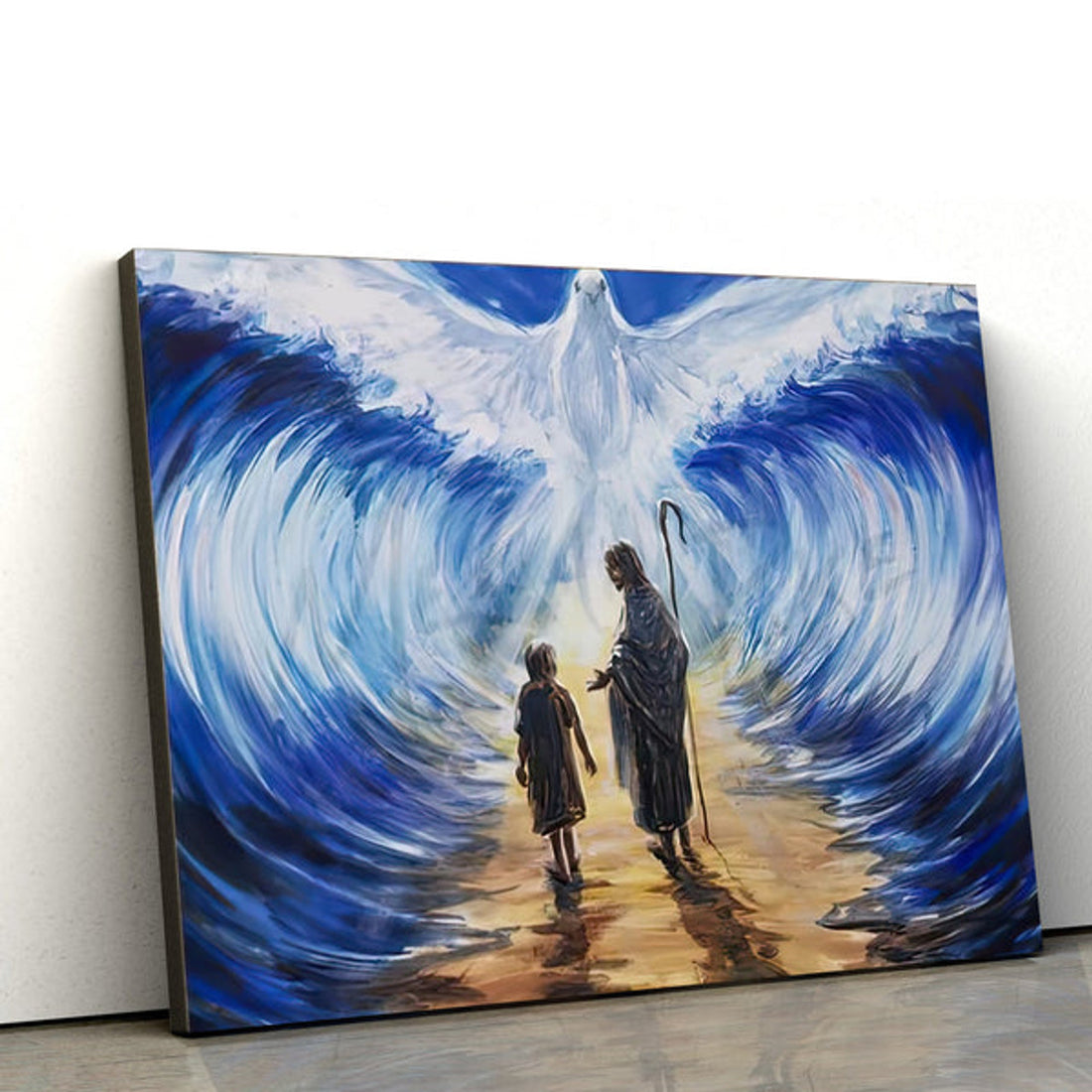 Jesus, Child & White Dove Canvas Poster - Parting Waters - Christian Wall Art 