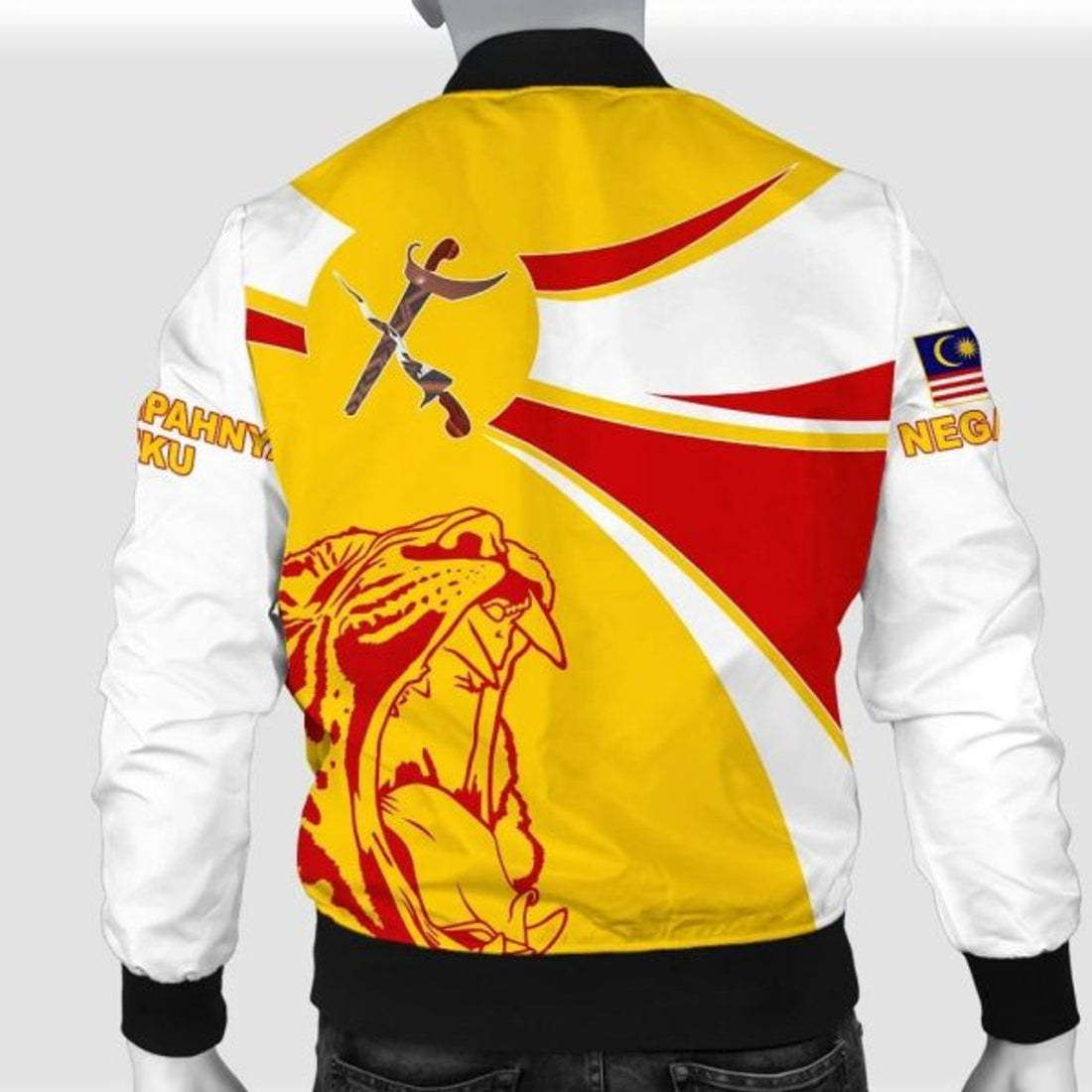 FUNSTUFFPRINTI Malaysia Bomber Jacket, Malaysia Round Coat Of Arms Lion Men Bomber Jacket